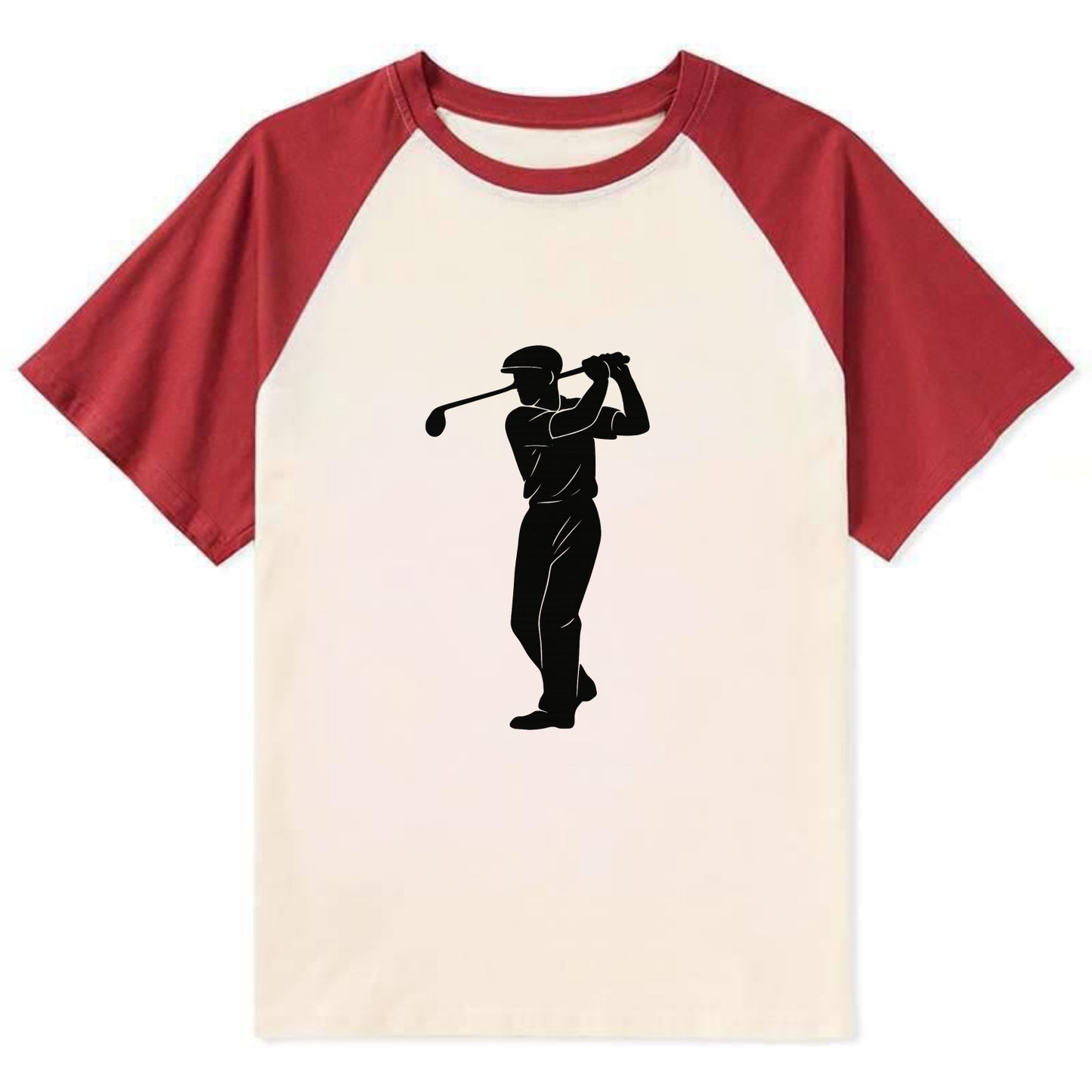 Golfer mid-swing with driver - Contrast Raglan T-shirt - Red