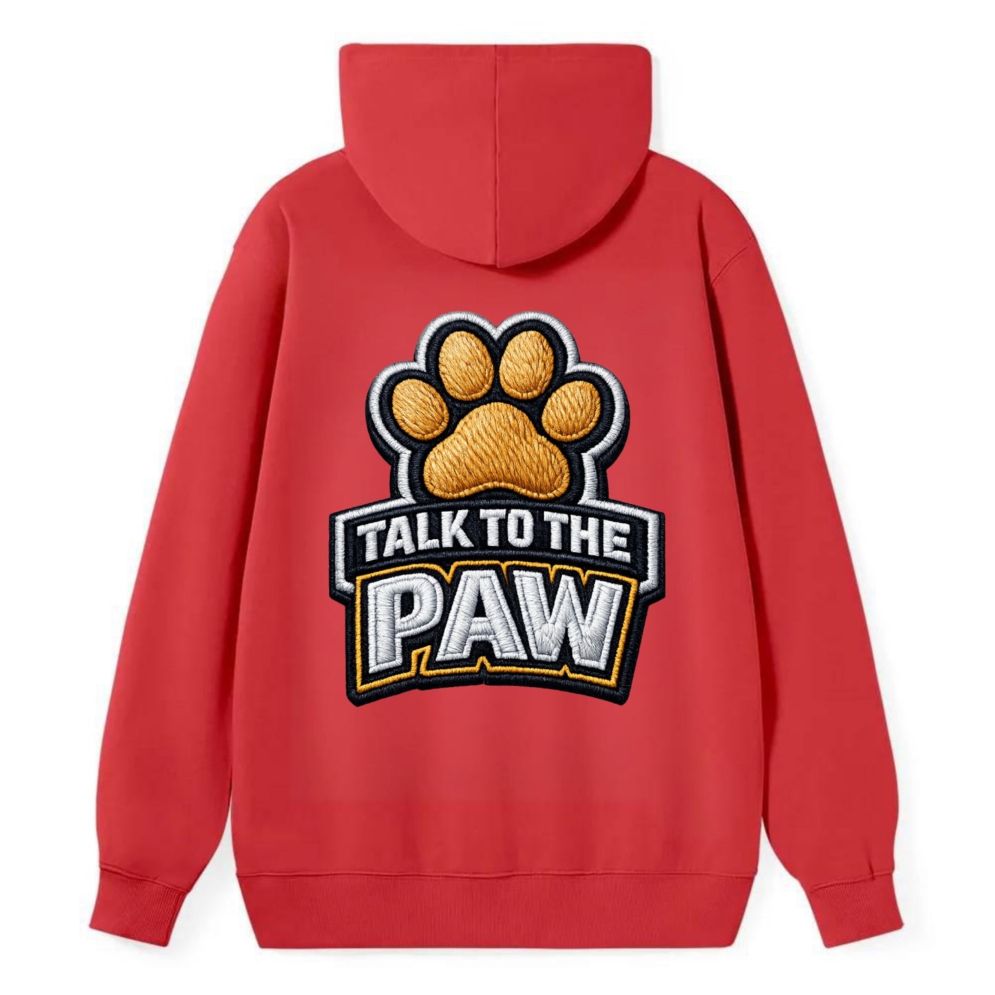 TALK TO THE PAW - raised paw in tan , sassy pet - Classic Pullover Hoodie - Red