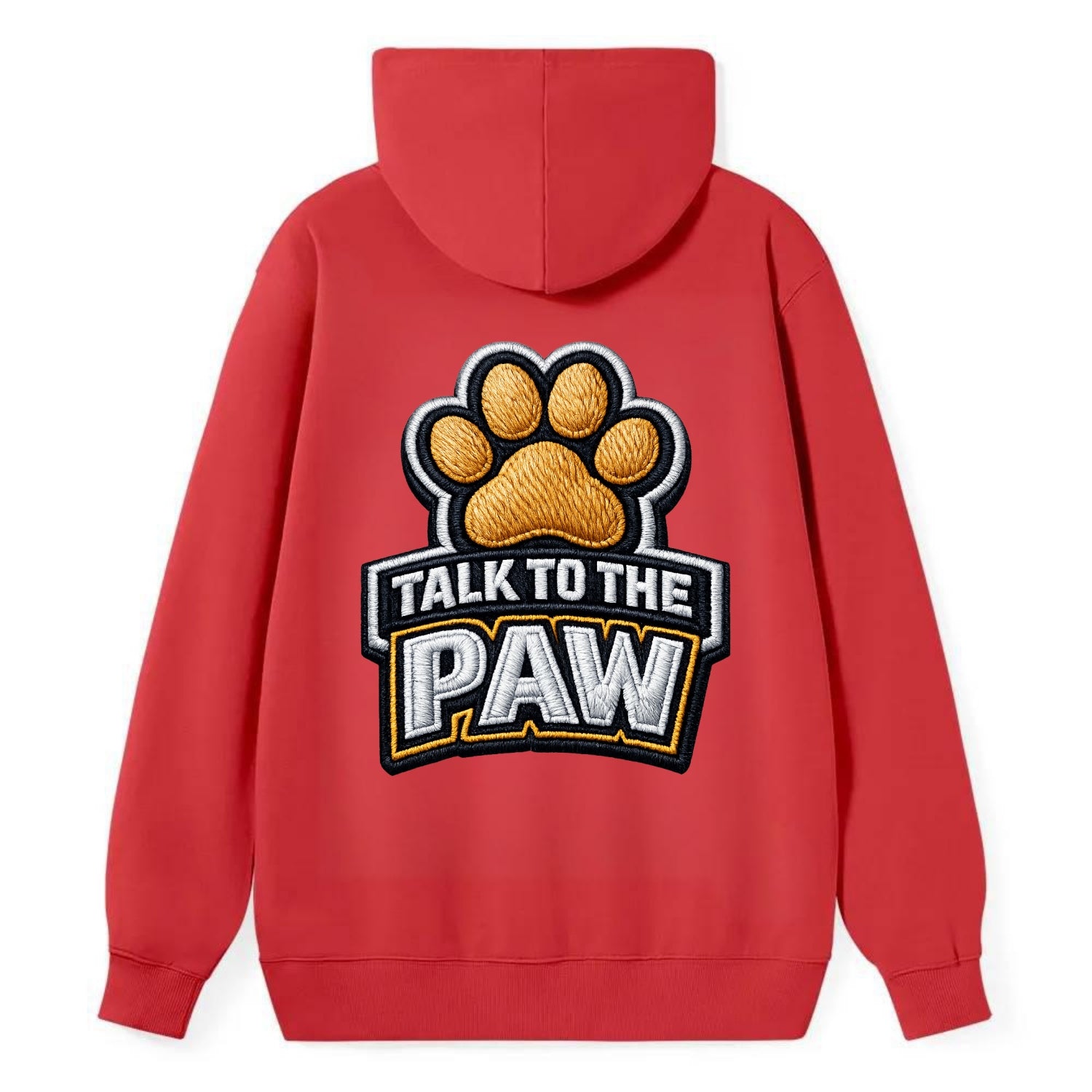 TALK TO THE PAW - raised paw in tan , sassy pet - Classic Pullover Hoodie - Red