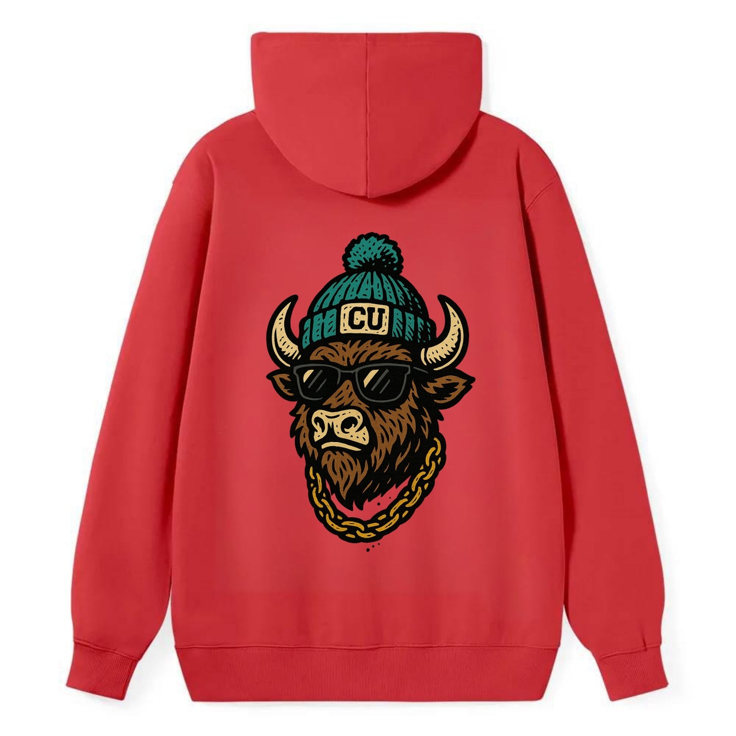 Boulder Ralphie wearing Colorado beanie with CU patch - Classic Pullover Hoodie - Red