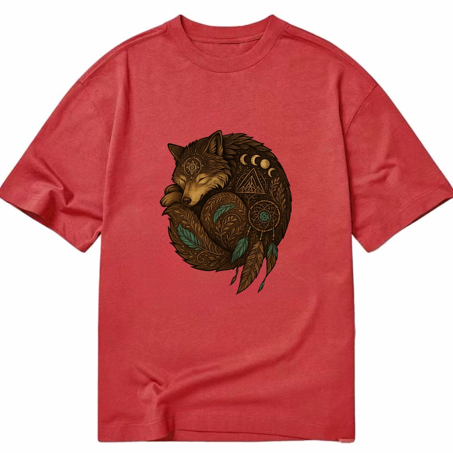 Sleeping Wolf Peace  - Classic T-shirt - Red