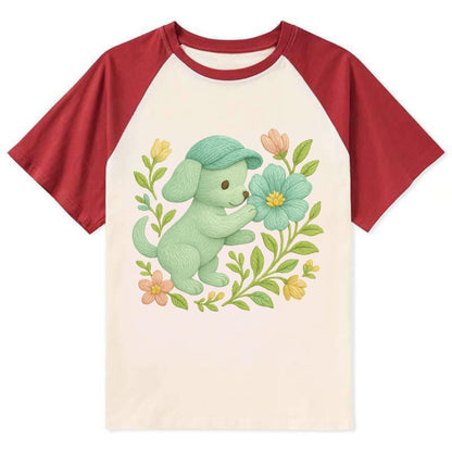 Mint Puppy - Contrast Raglan T-shirt - Red