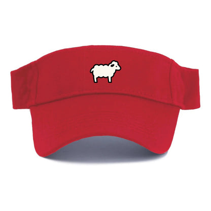 Sheep - White fluffy wool flat side profile - Visor - Red