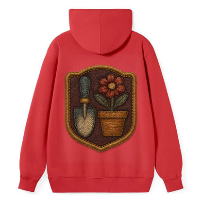 Garden trowel with flower pot - gardener badge - Classic Pullover Hoodie - Red