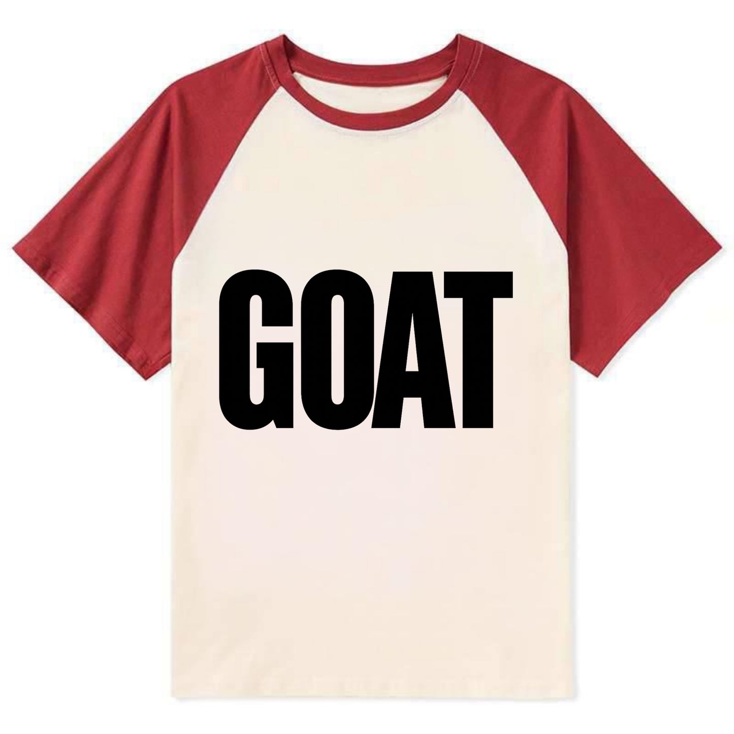 Bold typography design - "GOAT" - greatest of all time - Contrast Raglan T-shirt - Red