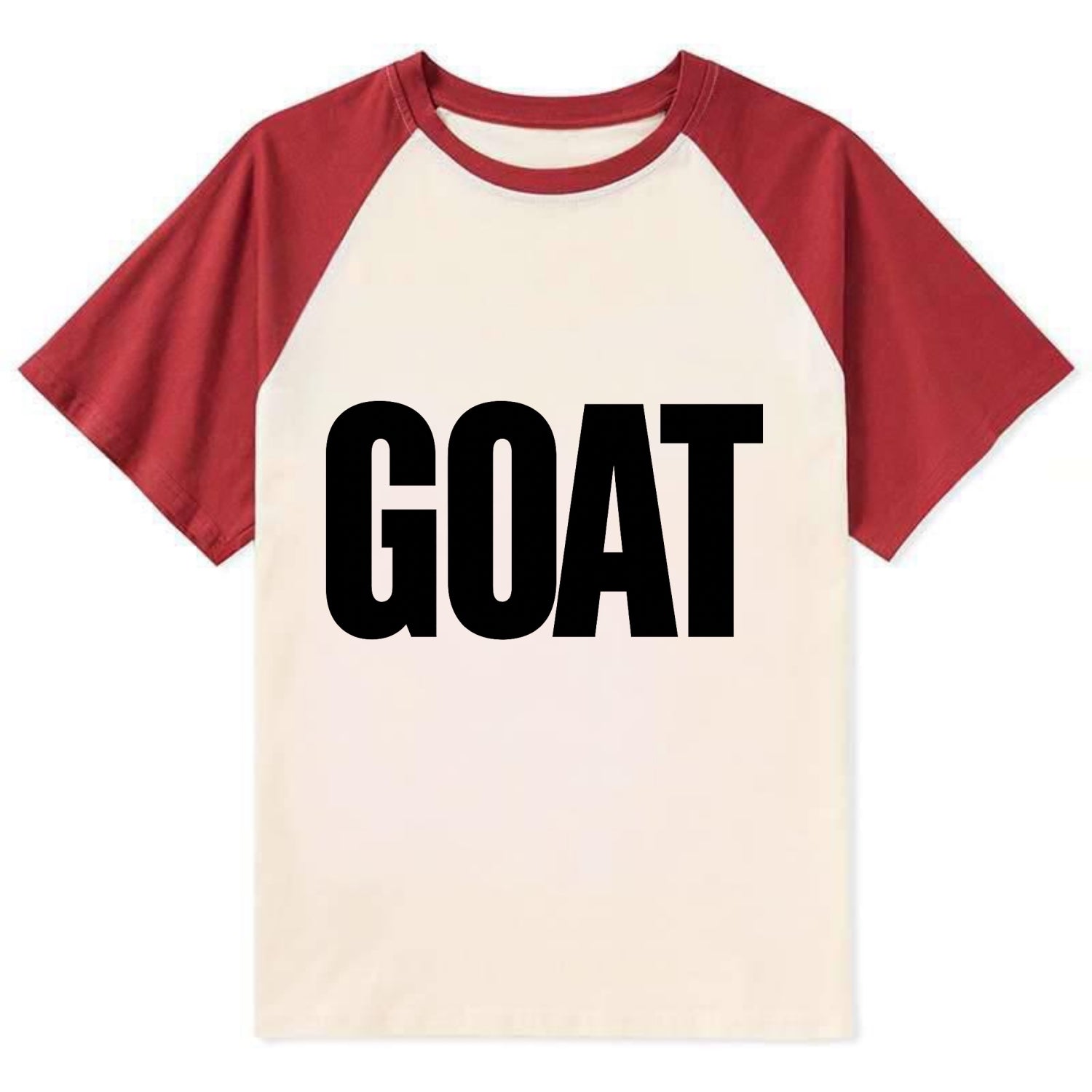 Bold typography design - "GOAT" - greatest of all time - Contrast Raglan T-shirt - Red
