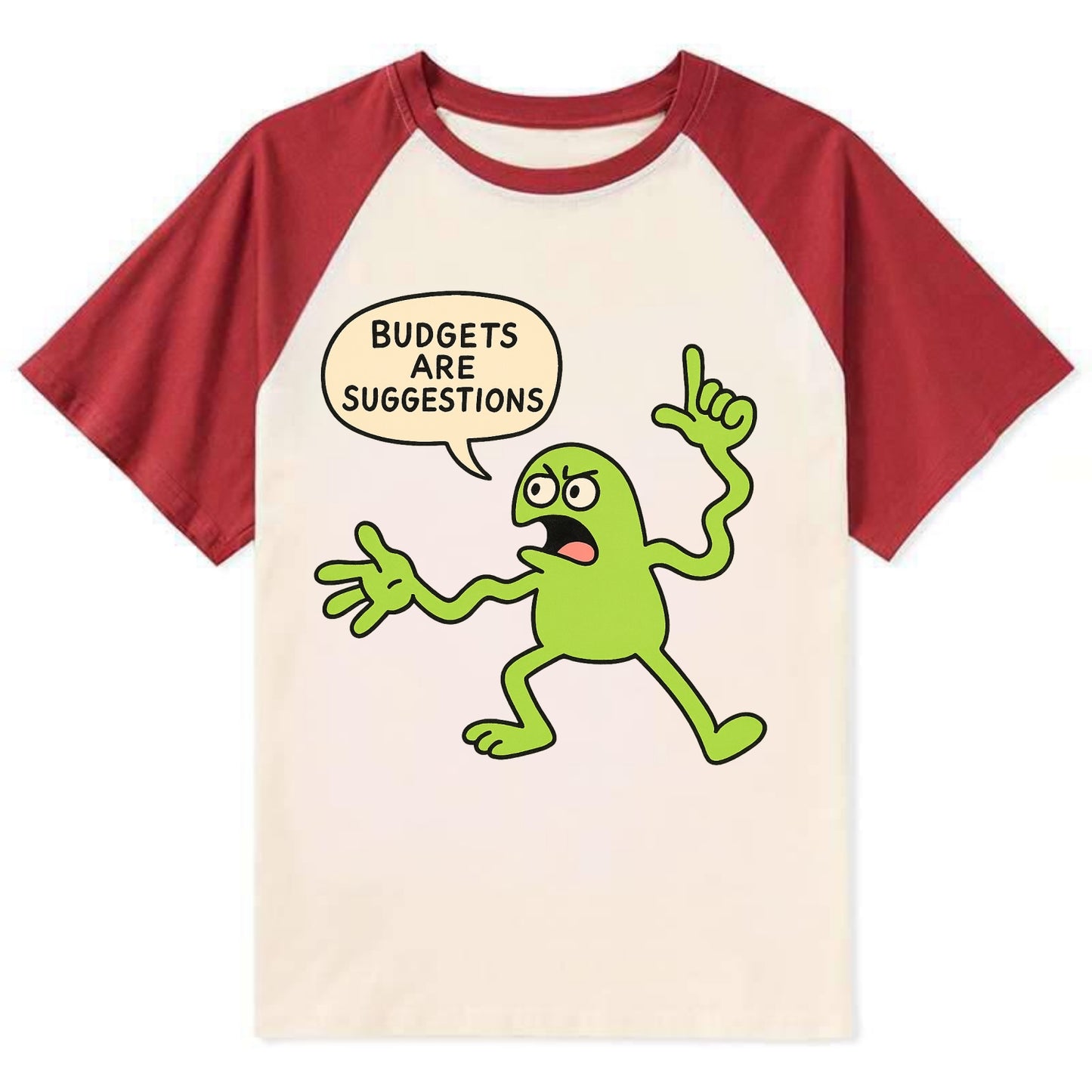 BUDGETS ARE SUGGESTIONS | Rebellious calculator - Contrast Raglan T-shirt - Red