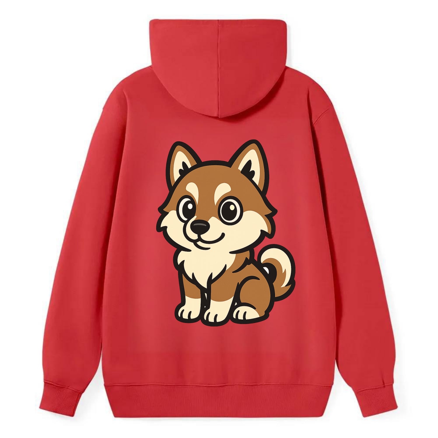 Pomsky - Pomeranian-Husky mix sitting pose - Classic Pullover Hoodie - Red