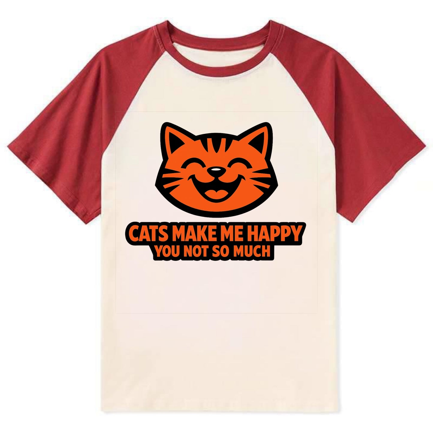 Feline Joy and Sassy Truths - Contrast Raglan T-shirt - Red