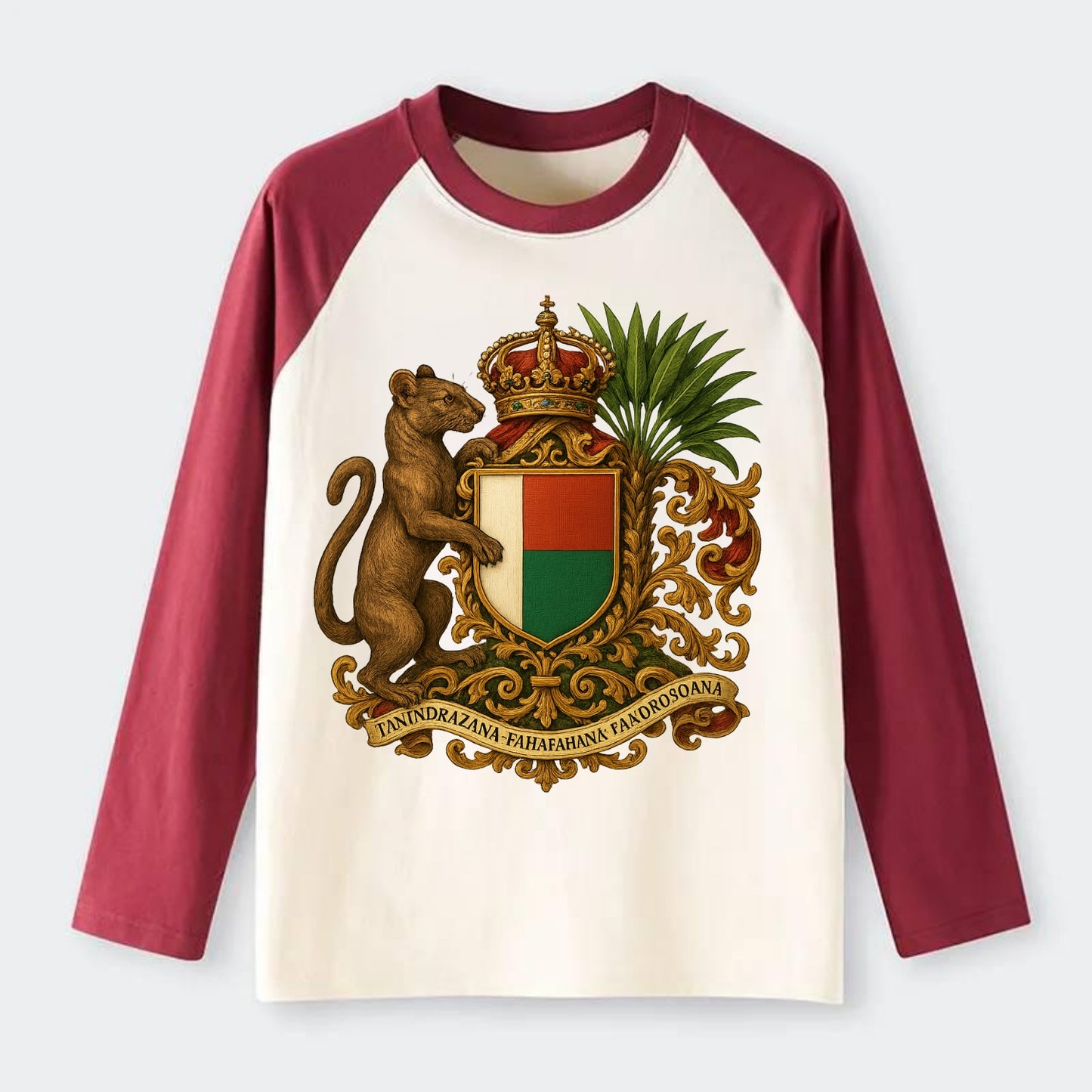 Madagascar Fossa Hunter  - Raglan Long S - Raglan Long Sleeve T-Shirt - Red