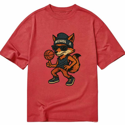 Washington Fox wearing Wizards beanie with capitol patch and wayfarer sunglasses - Classic T-shirt - Red