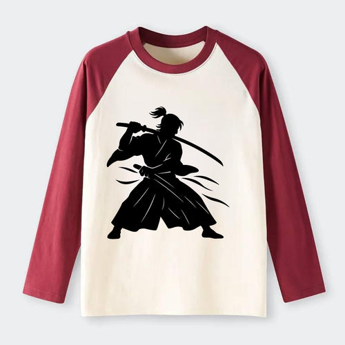 Japanese samurai sword draw - Raglan Long Sleeve T-Shirt