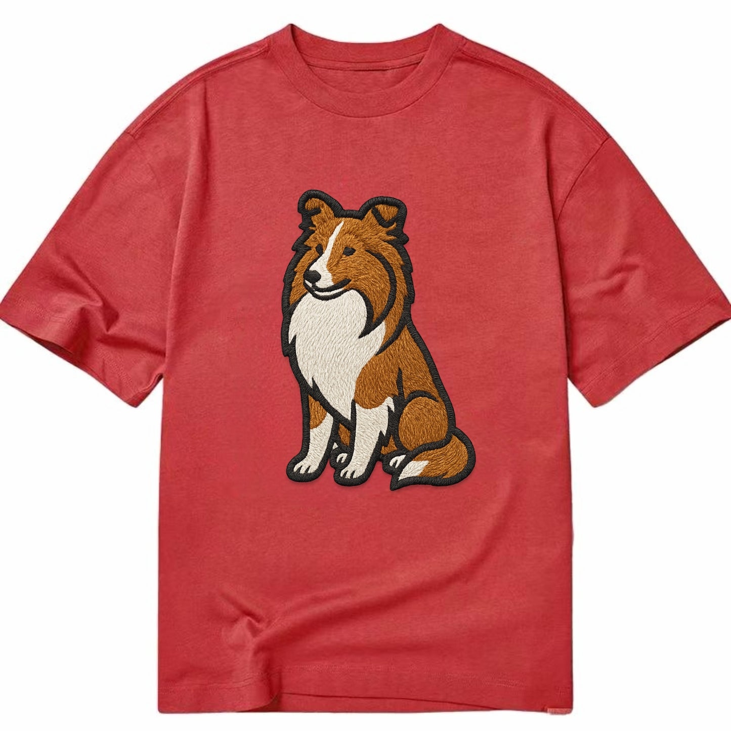 Shetland Sheepdog - Sable and white embr Classic T-shirt - Red