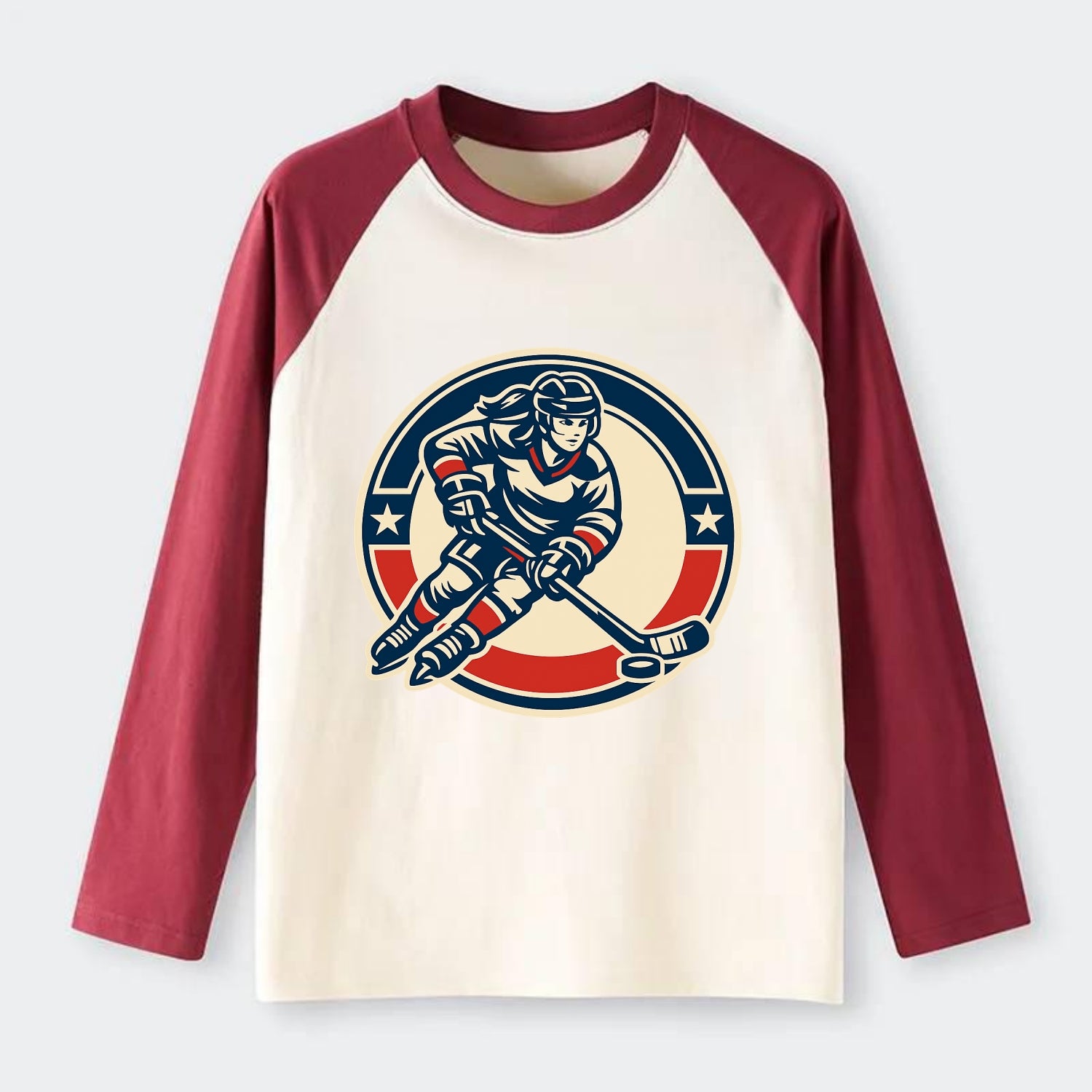 Fearless Ice Warrior - Raglan Long Sleeve T-Shirt - Red
