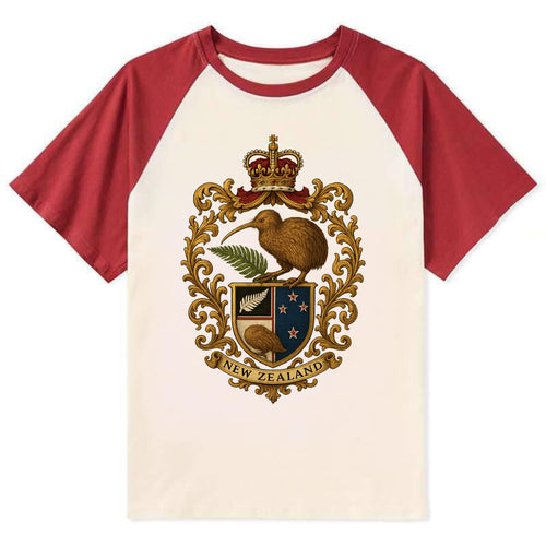 New Zealand Kiwi Emblem  - Contrast Raglan T-shirt