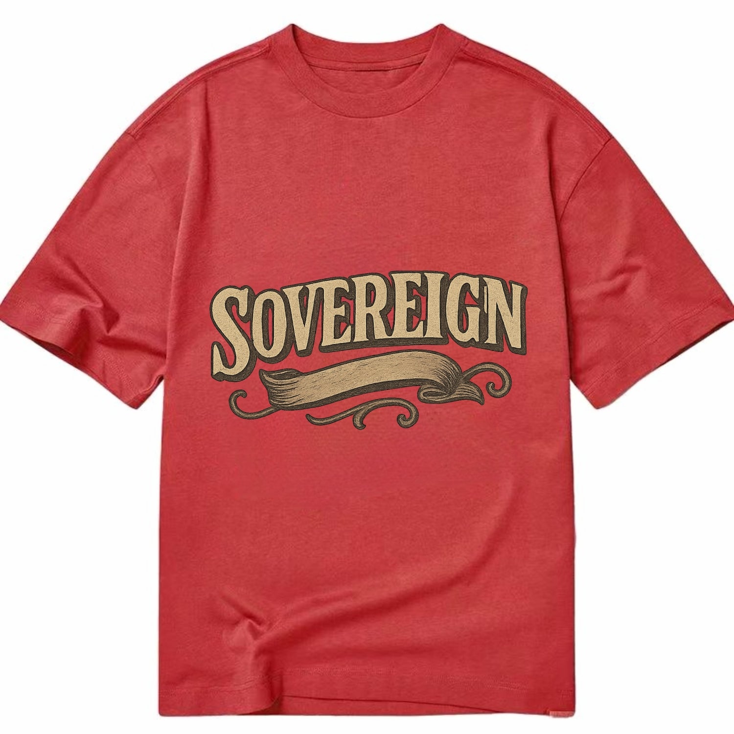 Bold typography design - "SOVEREIGN" - self-ruled, autonomous, in control - Classic T-shirt - Red
