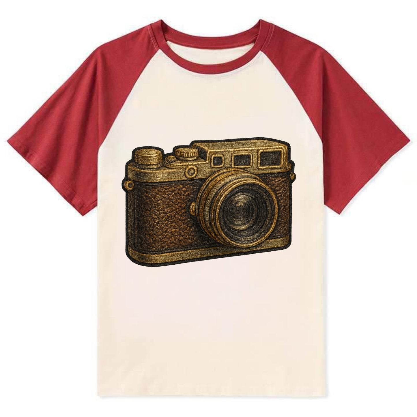 Film Camera  - Contrast Raglan T-shirt - Red