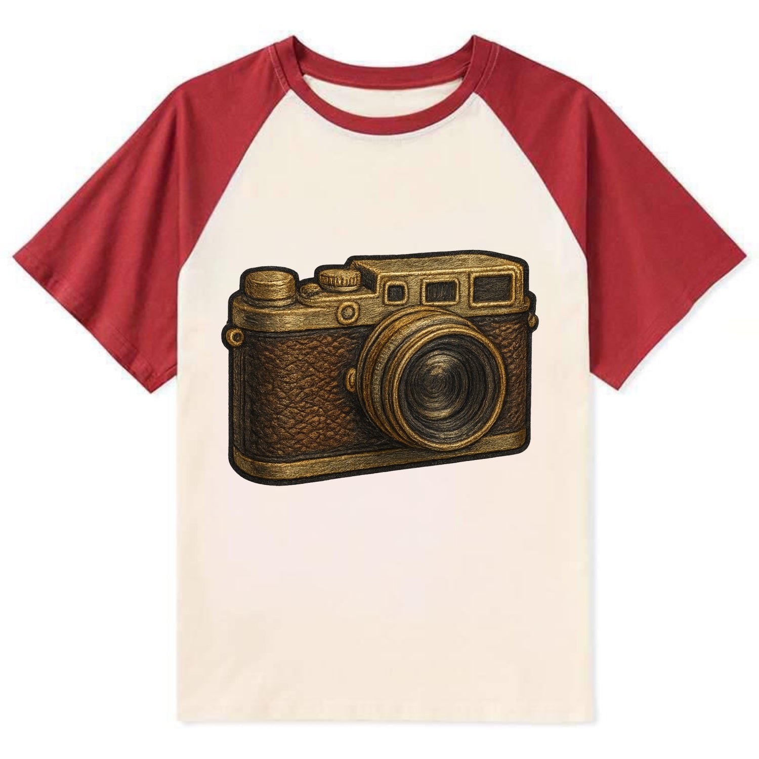 Film Camera  - Contrast Raglan T-shirt - Red