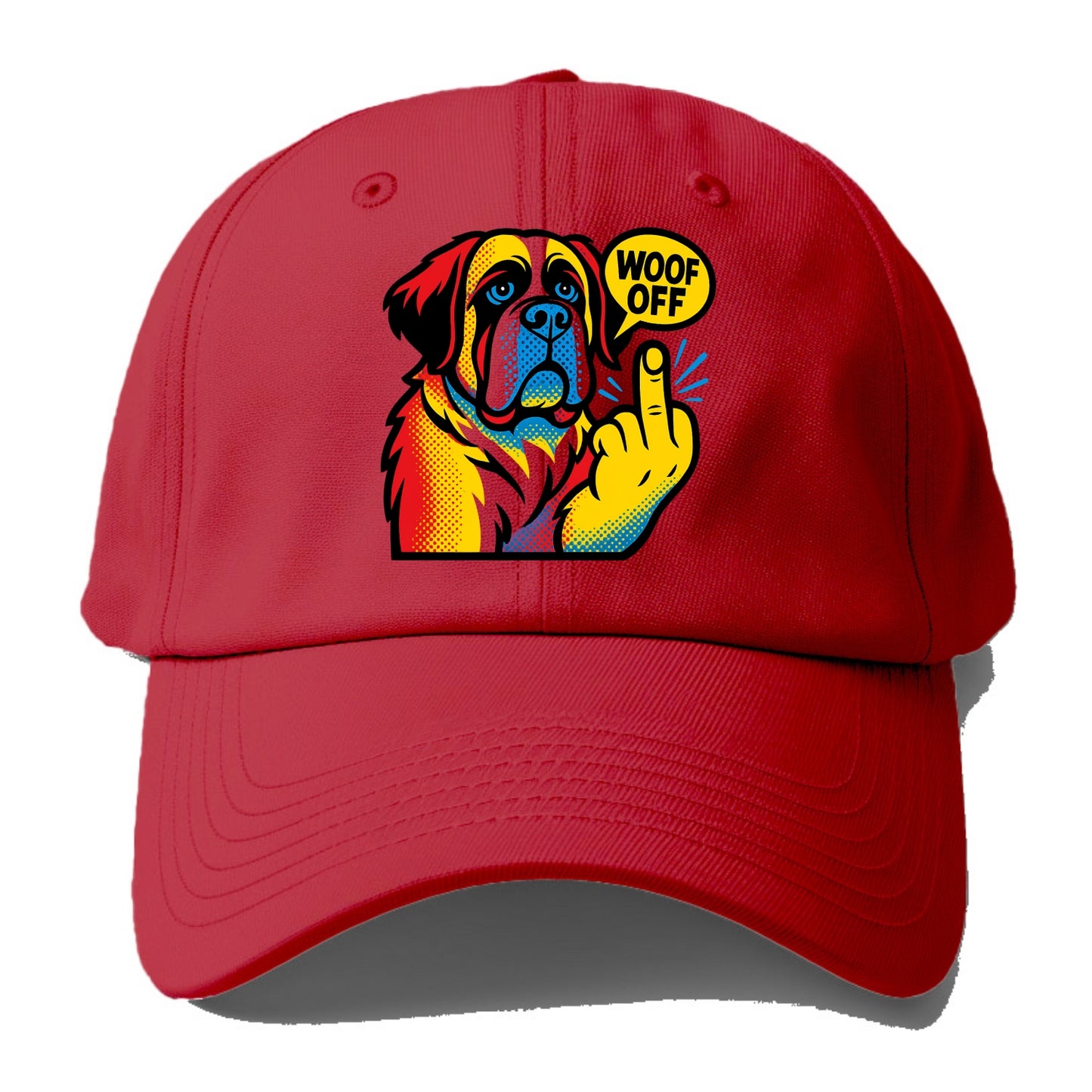 Saint Bernard with gentle giant face and droopy jowls, huge paw raised - Baseball Cap - Red