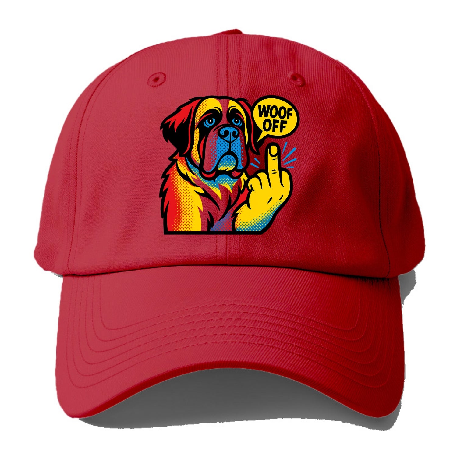 Saint Bernard with gentle giant face and droopy jowls, huge paw raised - Baseball Cap - Red