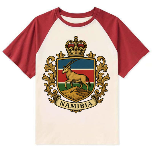 Namibia Heritage Badge  - Contrast Raglan T-shirt - Red