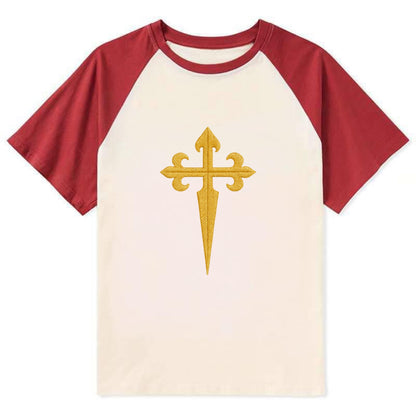 Order Of Santiago Cross - Contrast Raglan T-shirt - Red