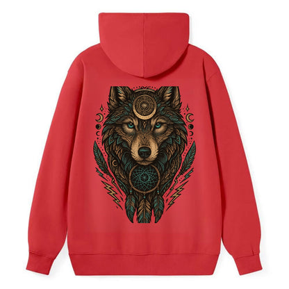 Storm Wolf Thunder  - Classic Pullover Hoodie - Red