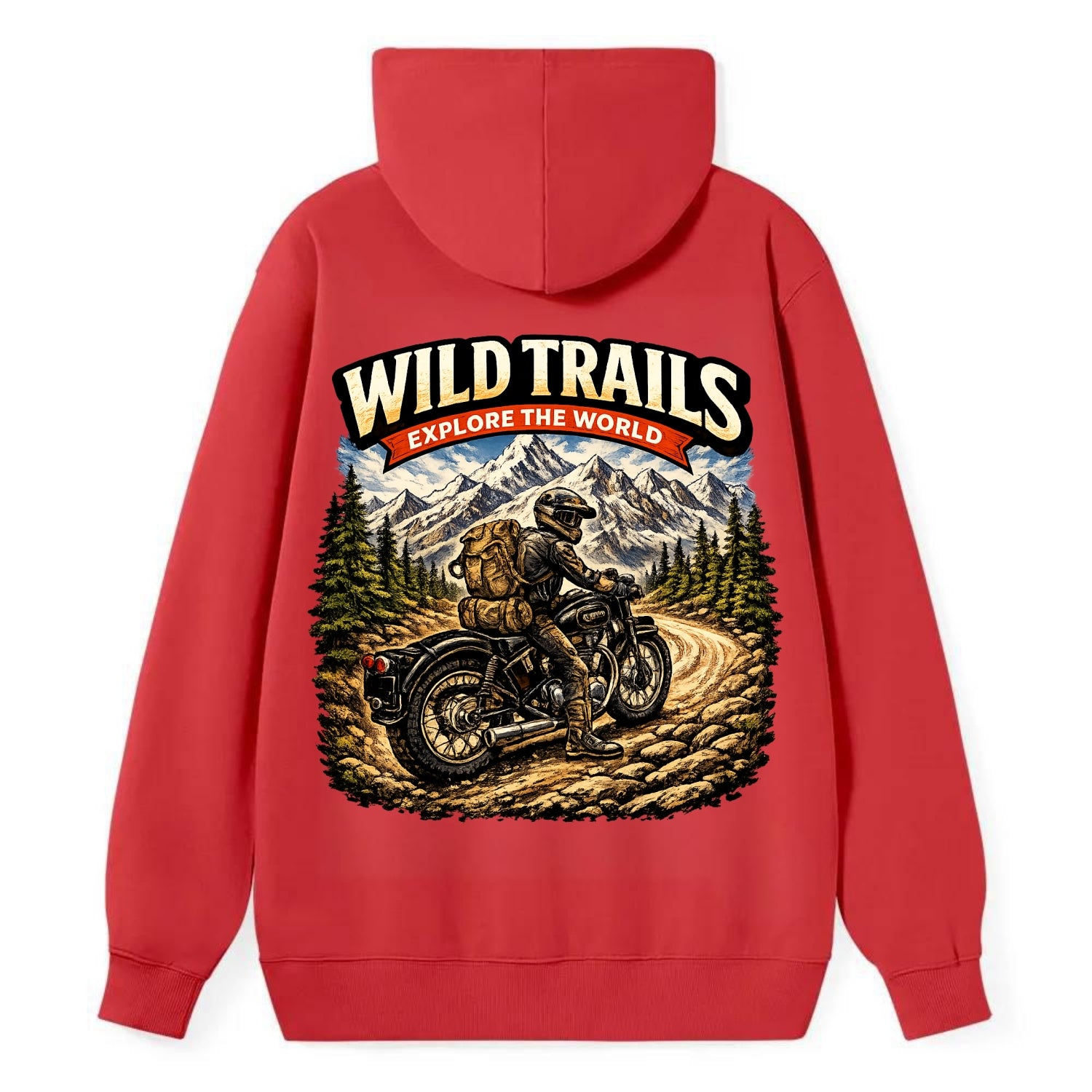Wild Trails Explorer - Classic Pullover Hoodie - Red