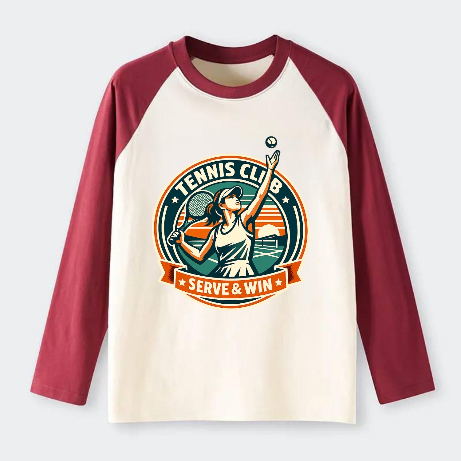 Ace of the Court - Raglan Long Sleeve T-Shirt - Red