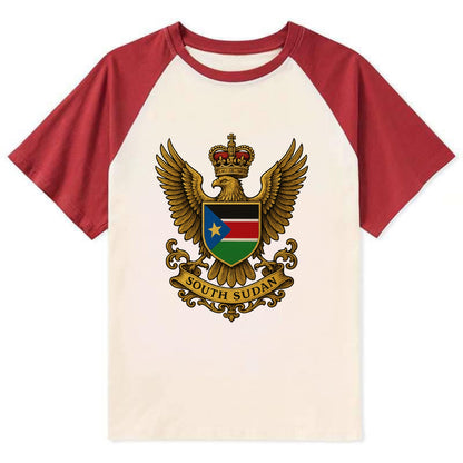 South Sudan Royal Logo  - Contrast Raglan T-shirt - Red