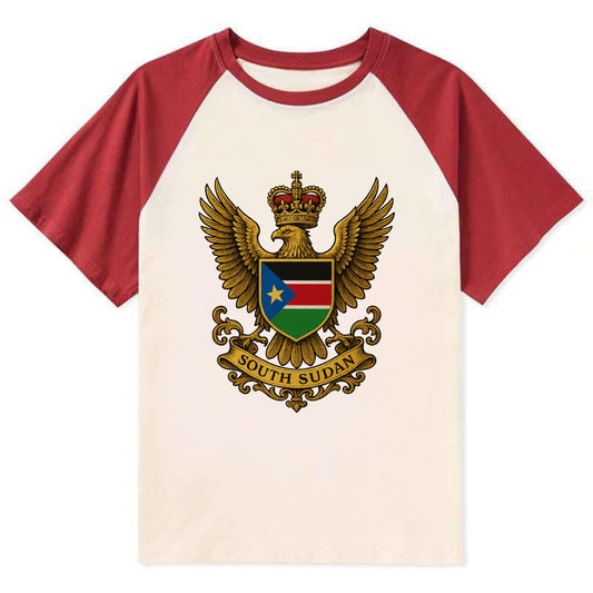 South Sudan Royal Logo  - Contrast Raglan T-shirt - Red