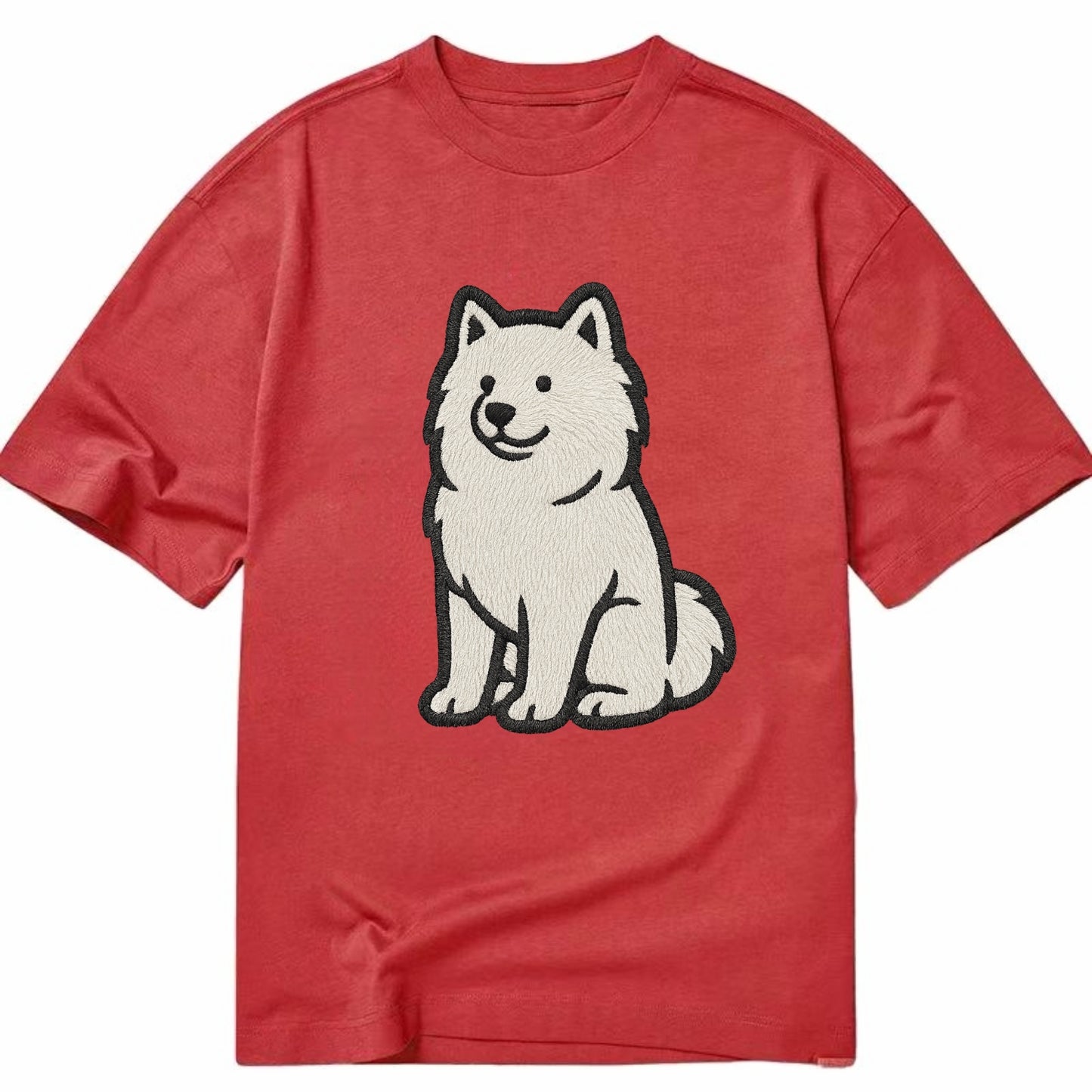 Samoyed - White fluffy embroidered desig Classic T-shirt - Red