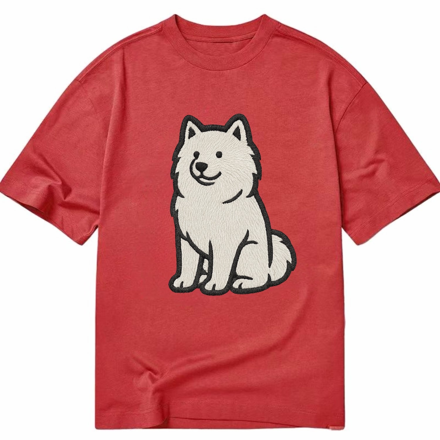 Samoyed - White fluffy embroidered desig Classic T-shirt - Red