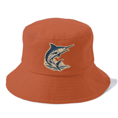 SWORDFISH MARLIN - leaping marlin in blue and silver , sport fishing - Bucket Hat - Red