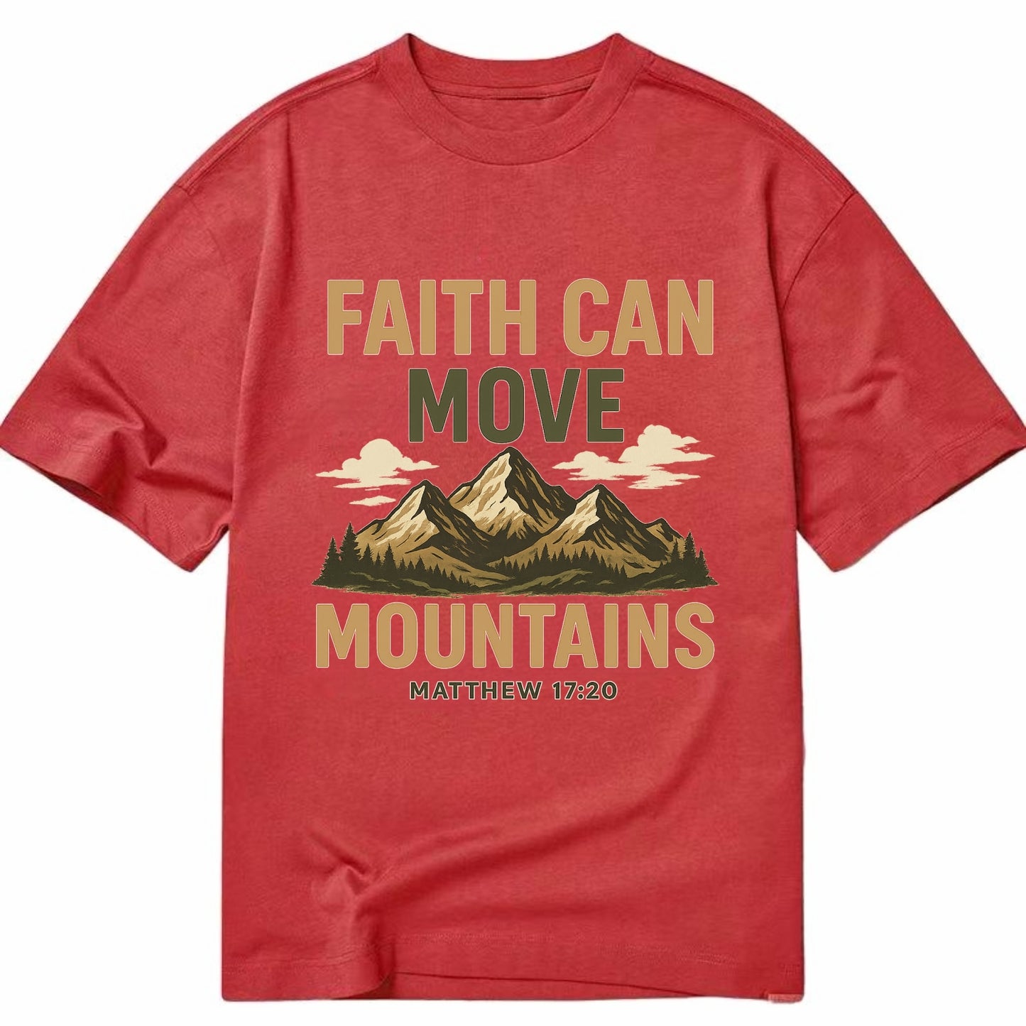 Matthew 17:20 Mountains - Classic T-shirt - Red