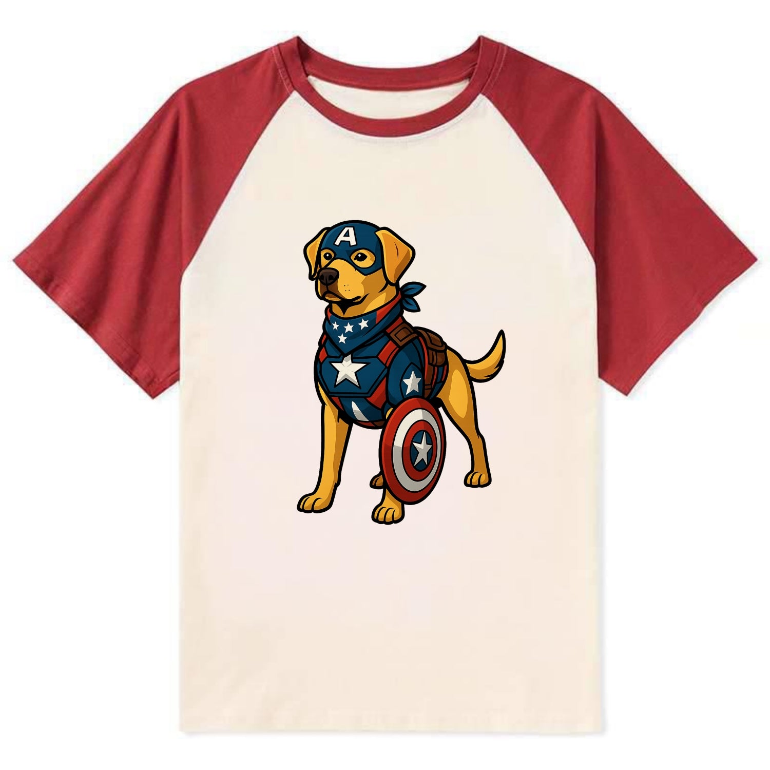 Labrador Captain America  - Contrast Rag Contrast Raglan T-shirt - Red
