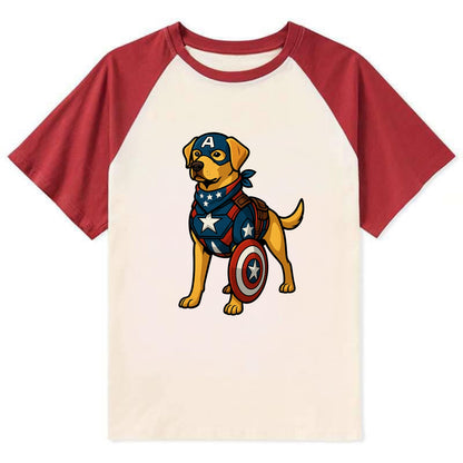 Labrador Captain America  - Contrast Rag Contrast Raglan T-shirt - Red