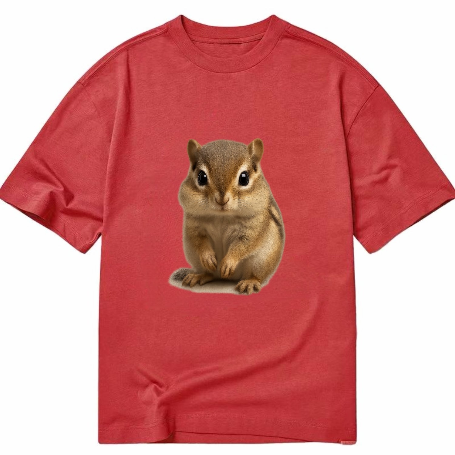 Baby Chipmunk - striped back, cheek pouches, tiny paws, bright eyes, - Classic T-shirt - Red