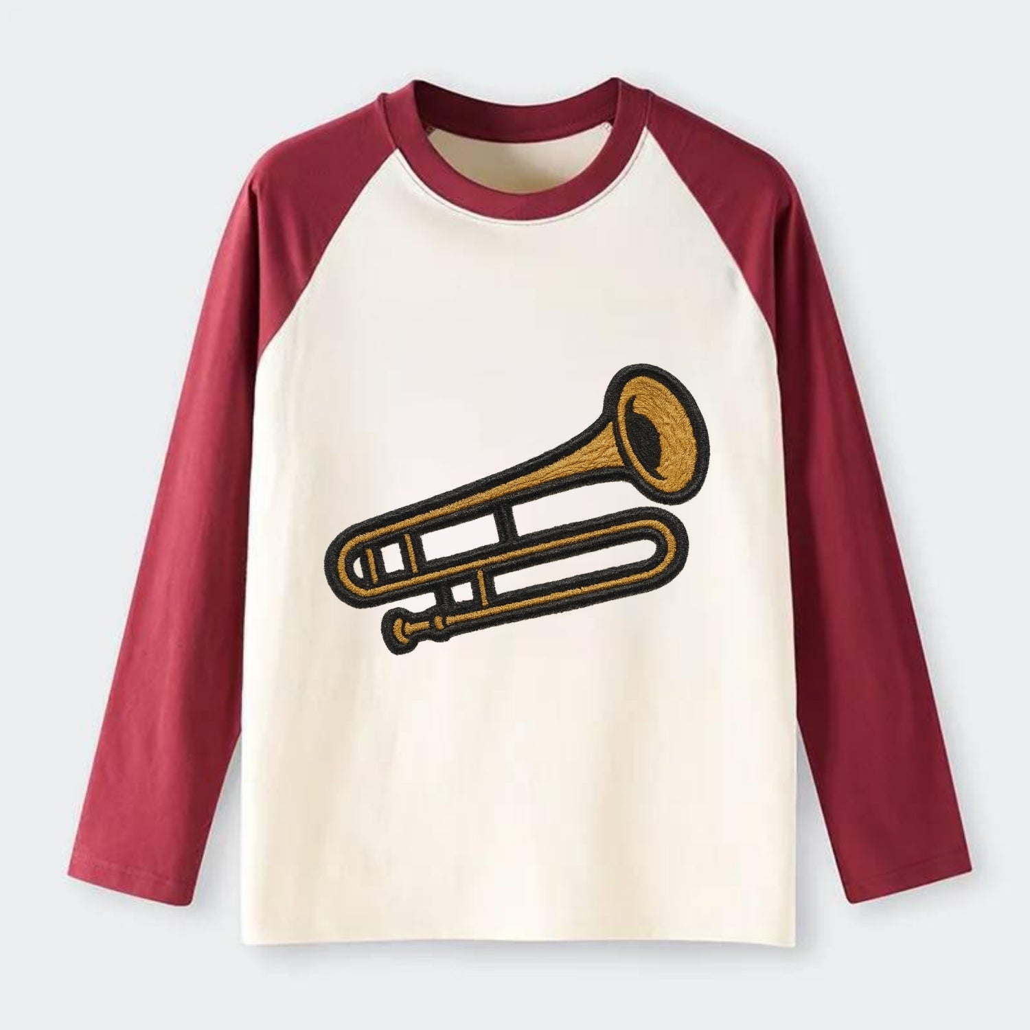 Trombone  - Raglan Long Sleeve T-Shirt - Red