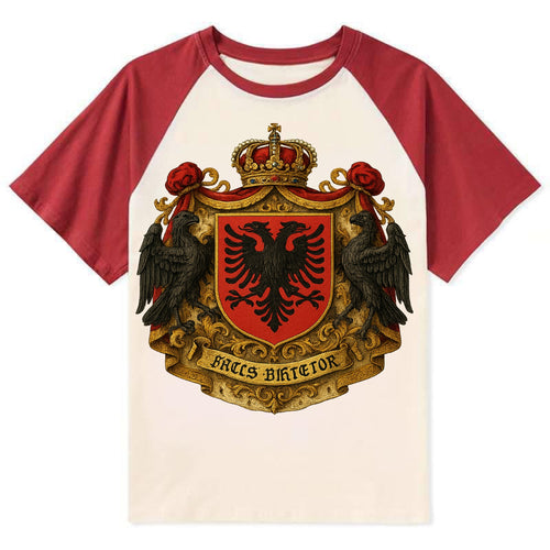 Albania Double Eagle Emblem - Contrast Raglan T-shirt