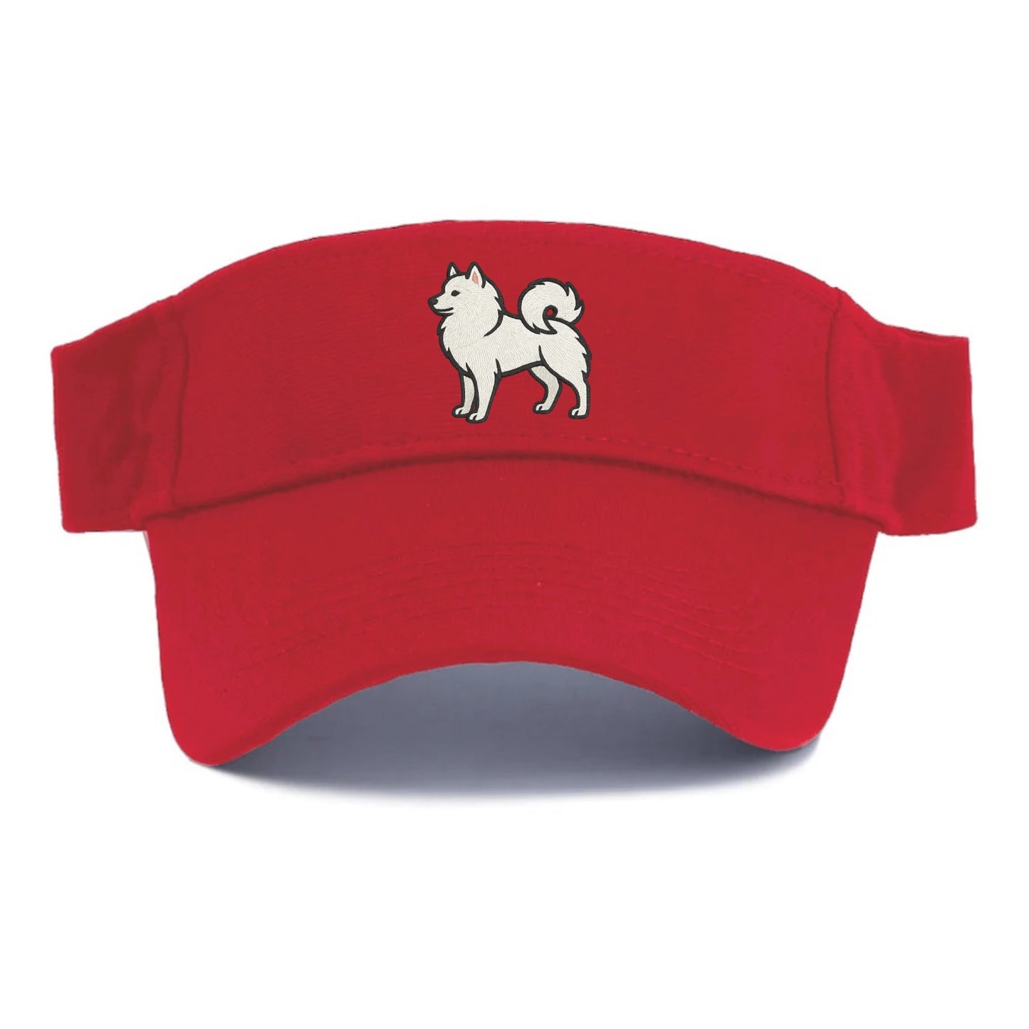 American Eskimo Dog - White spitz embroidered standing design - Visor - Red