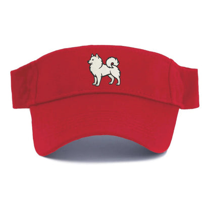 American Eskimo Dog - White spitz embroidered standing design - Visor - Red