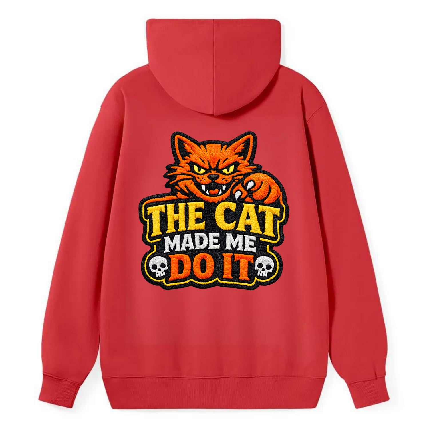 THE CAT MADE ME DO IT - mischievous cat in orange , blame the cat - Classic Pullover Hoodie - Red