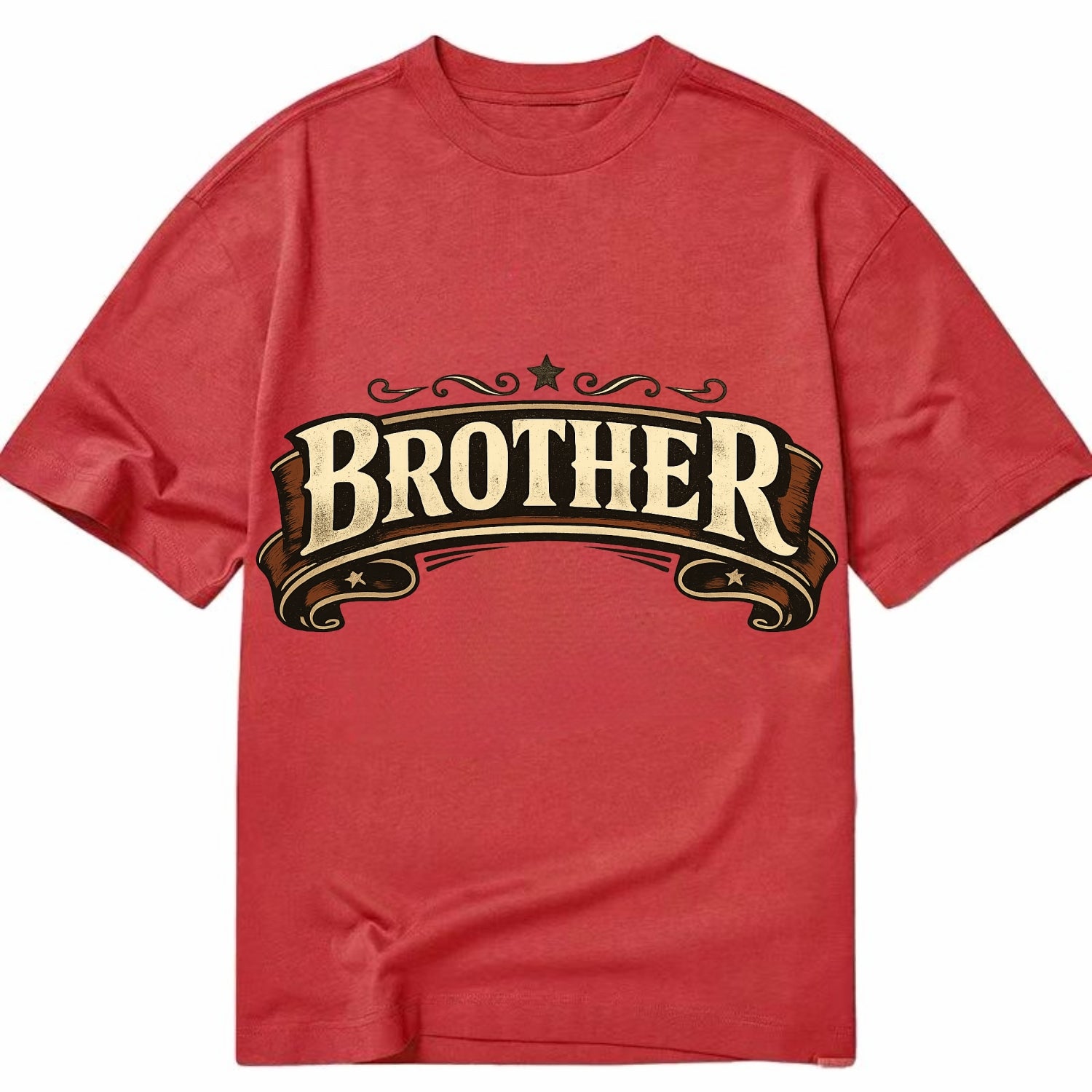 Bold typography design - "BROTHER" - male bond, brotherhood - Classic T-shirt - Red
