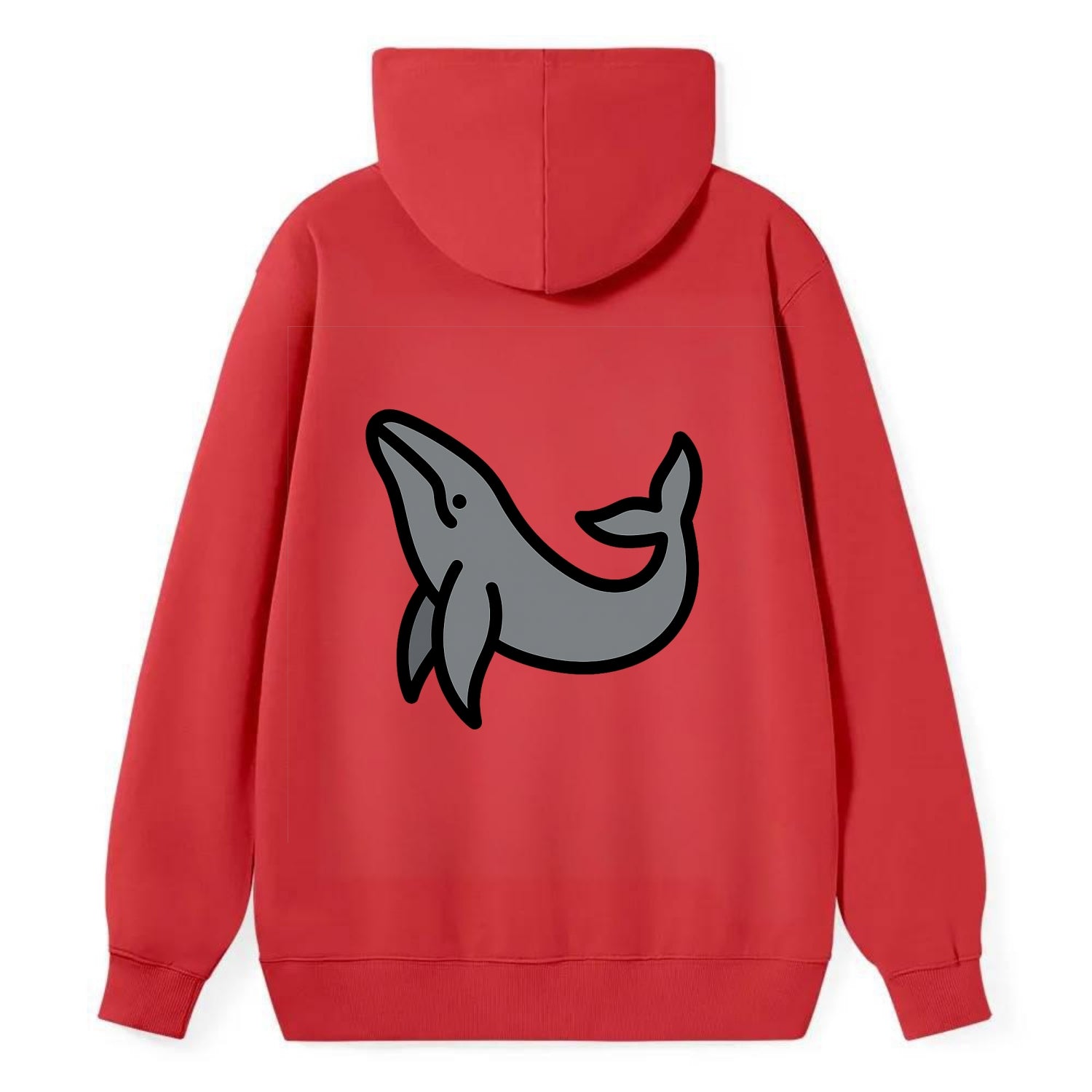 Humpback Whale - Gray breaching pose flat side profile - Classic Pullover Hoodie - Red