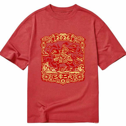 HORSE AND RIDER | Traditional Chinese warrior on horseback | Silk Road journey - Classic T-shirt - Red