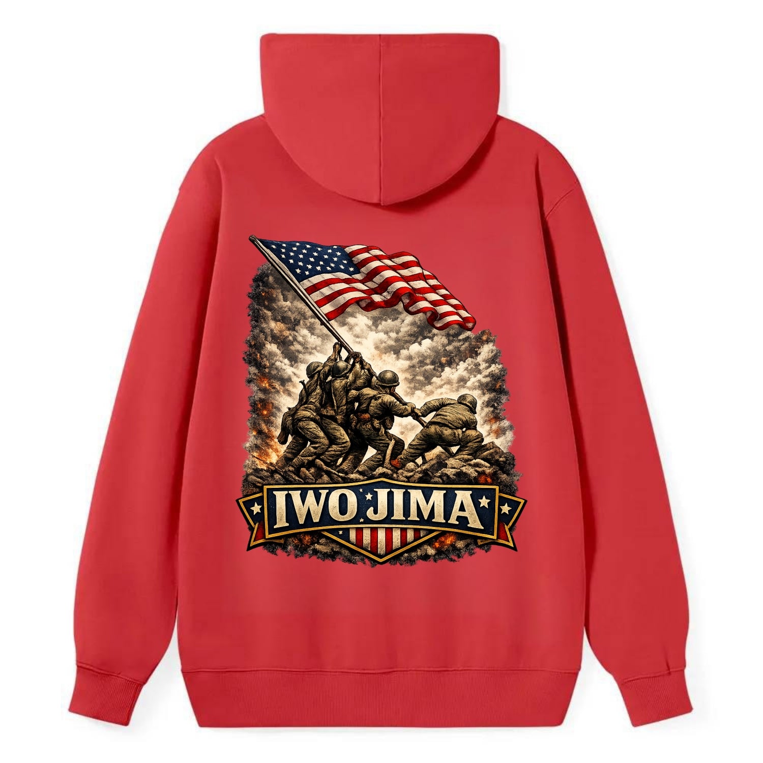 Iwo Jima Flag Raising - Classic Pullover Hoodie - Red