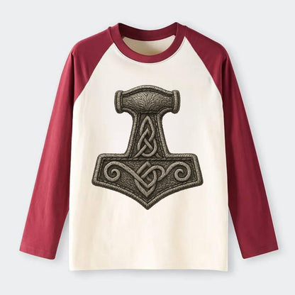 Mjolnir  - Raglan Long Sleeve T-Shirt - Red