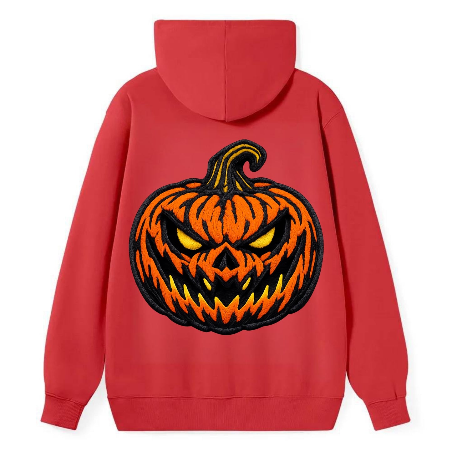 HALLOWEEN PUMPKIN - jack o lantern in orange and black , spooky - Classic Pullover Hoodie - Red