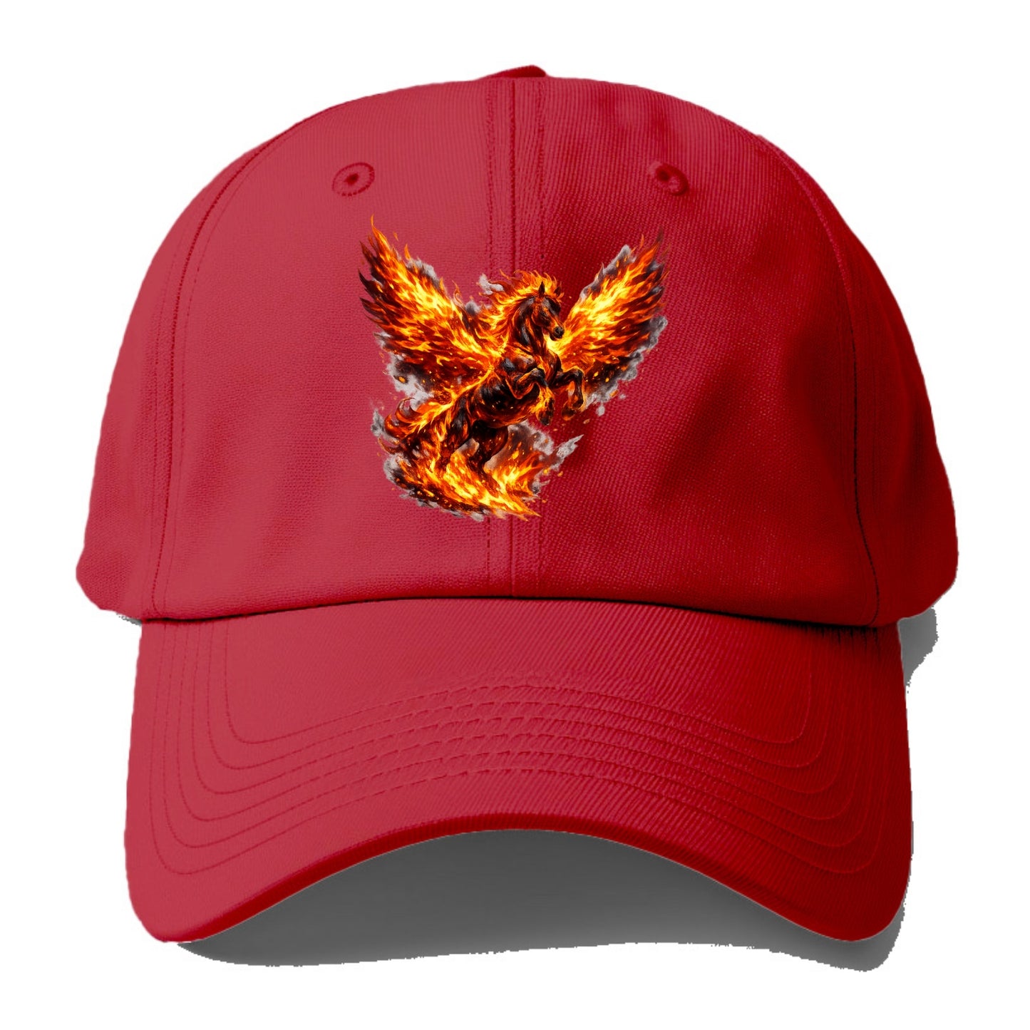 PHOENIX FIRE HORSE | Horse emerging from flames like phoenix | Rebirth - Baseball Cap - Red